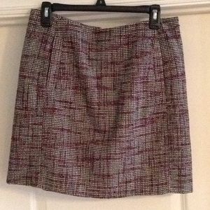 Cute burgundy, black and cream tweed mini skirt.